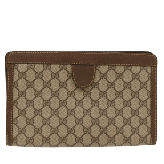 Luxury Gucci GG Canvas Clutch Bag PVC Leather Beige 014 89 0102 8706