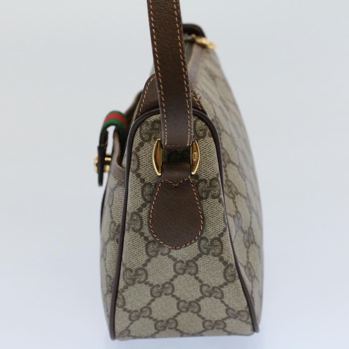 Luxury Gucci GG Canvas Web Sherry Line Shoulder Bag Beige Red 89 02 032 8711