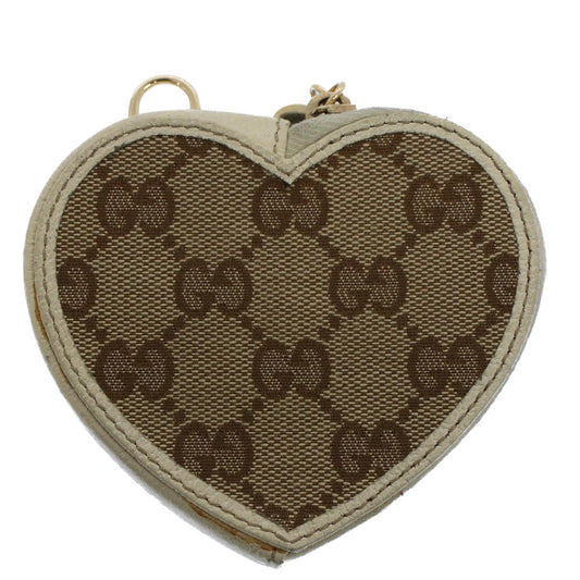 Luxury Gucci GG Canvas Heart Coin Purse Beige 152615 8712