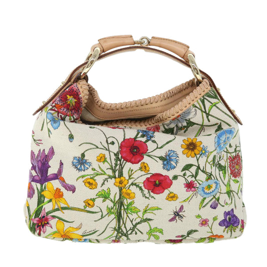 Luxury Gucci Flora Horsebit Hand Bag Canvas Multicolor 145823 8726