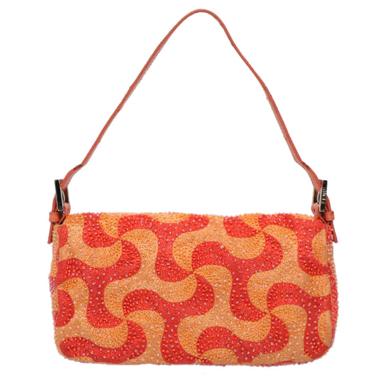 Luxury FendiMamma Baguette Shoulder Bag Beads Orange 2454 26424 018yk9167