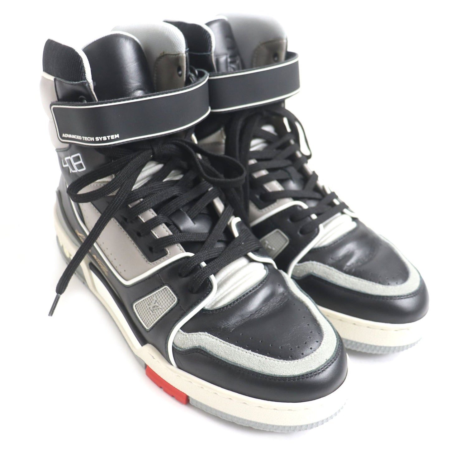 LOUIS VUITTON High cut sneakers 1A54IS Main: Leather Black x gray LV trainer line Velcro mens 6