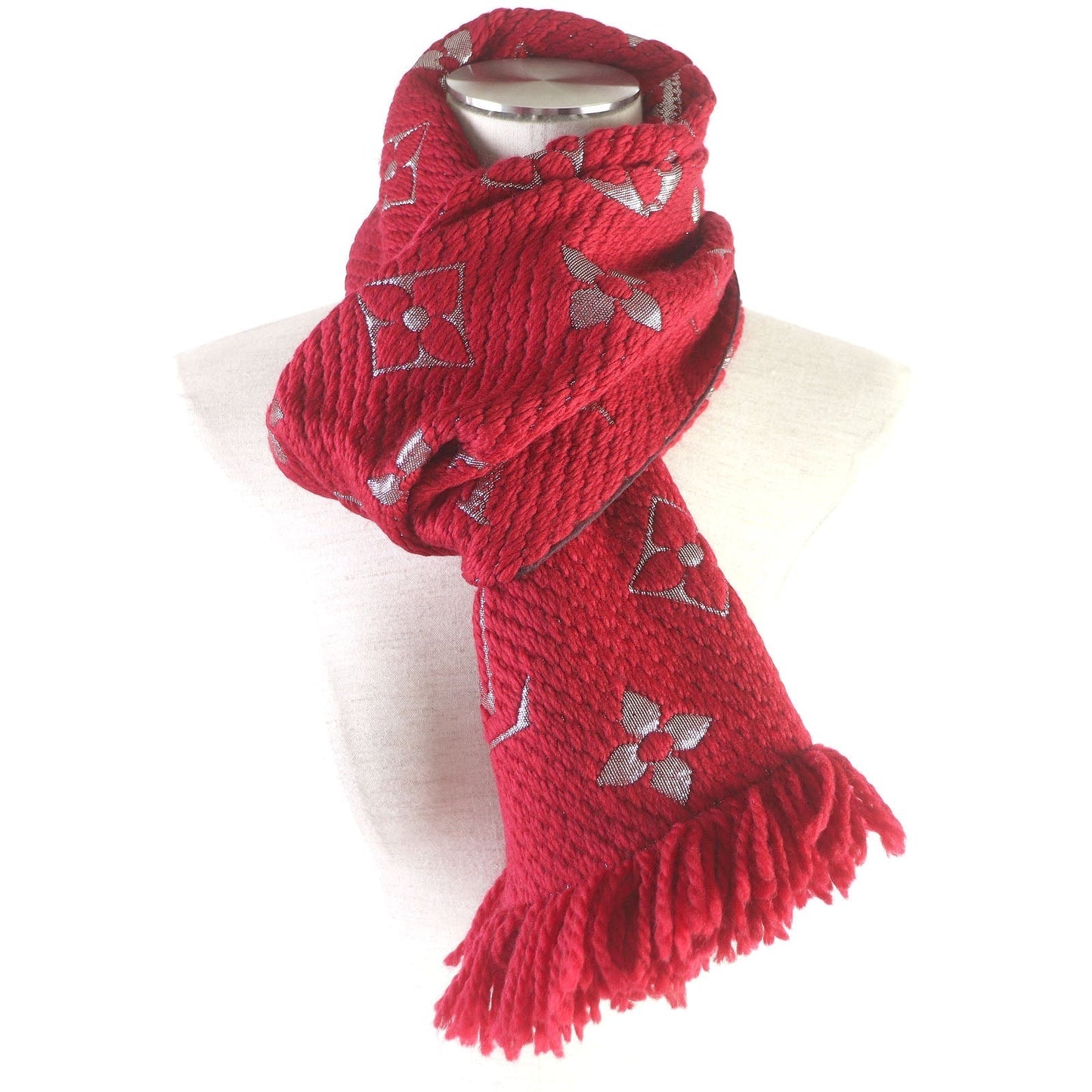 LOUIS VUITTON Scarf M75832 wool Ruby Esharp Logomania