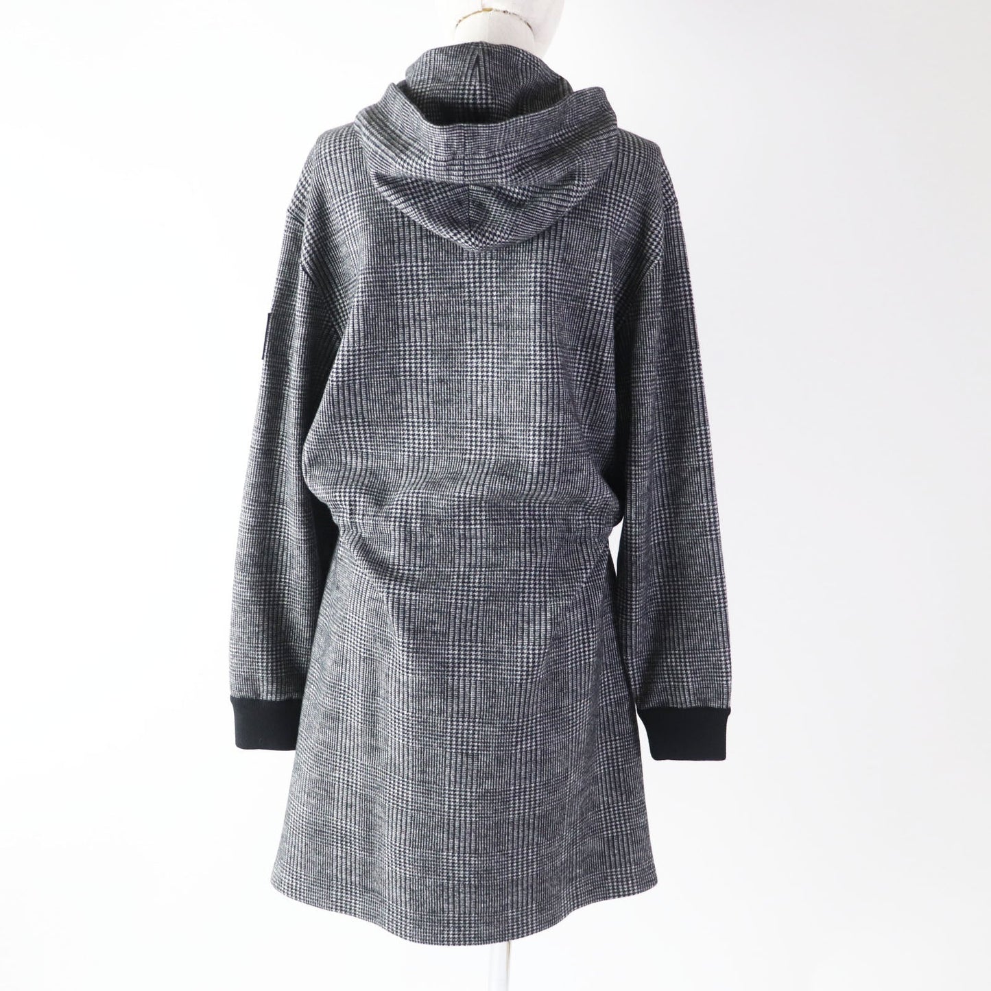 LOUIS VUITTON one piece 1AC3MF wool Gray black Prince of Wales Hoodie Dress M
