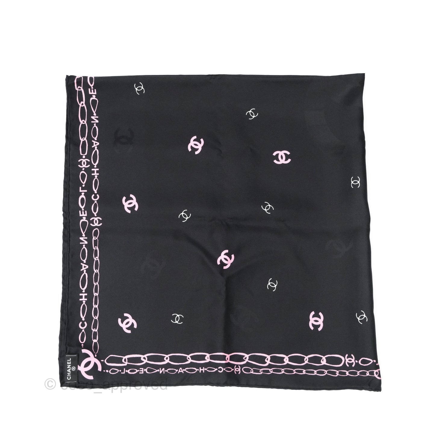 Chanel CC Logo Reversible Silk Square Scarf 90