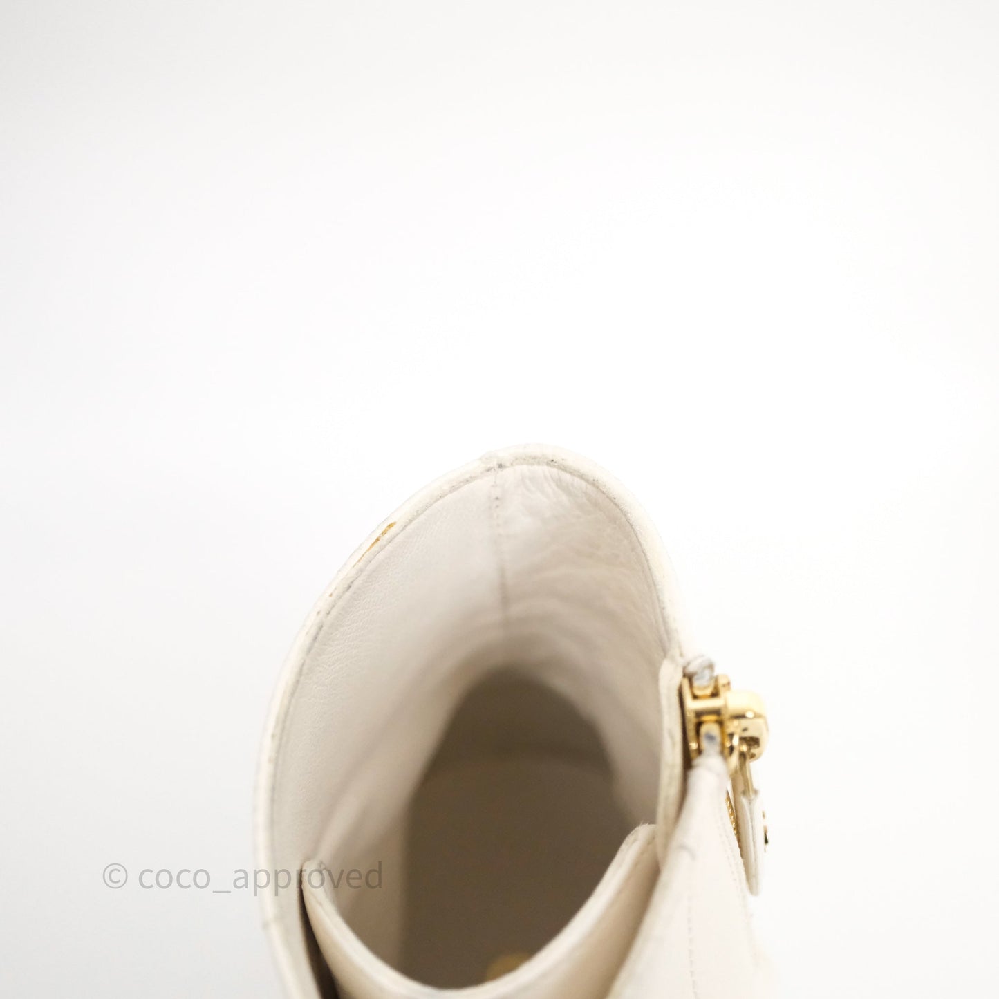 Chanel Logo Wedge Combat Boots White Size 38.5