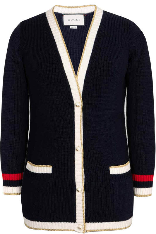 Luxury Gucci Trending 2025 Knit Cardigan Framed Navy