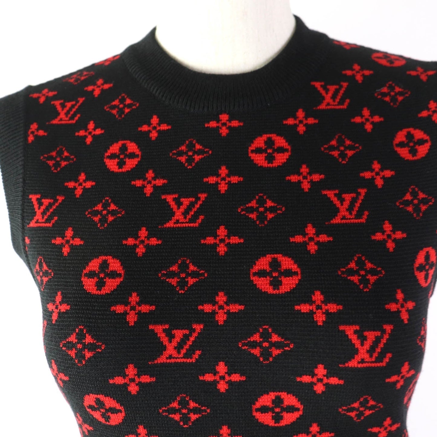 LOUIS VUITTON one piece wool Black red XS