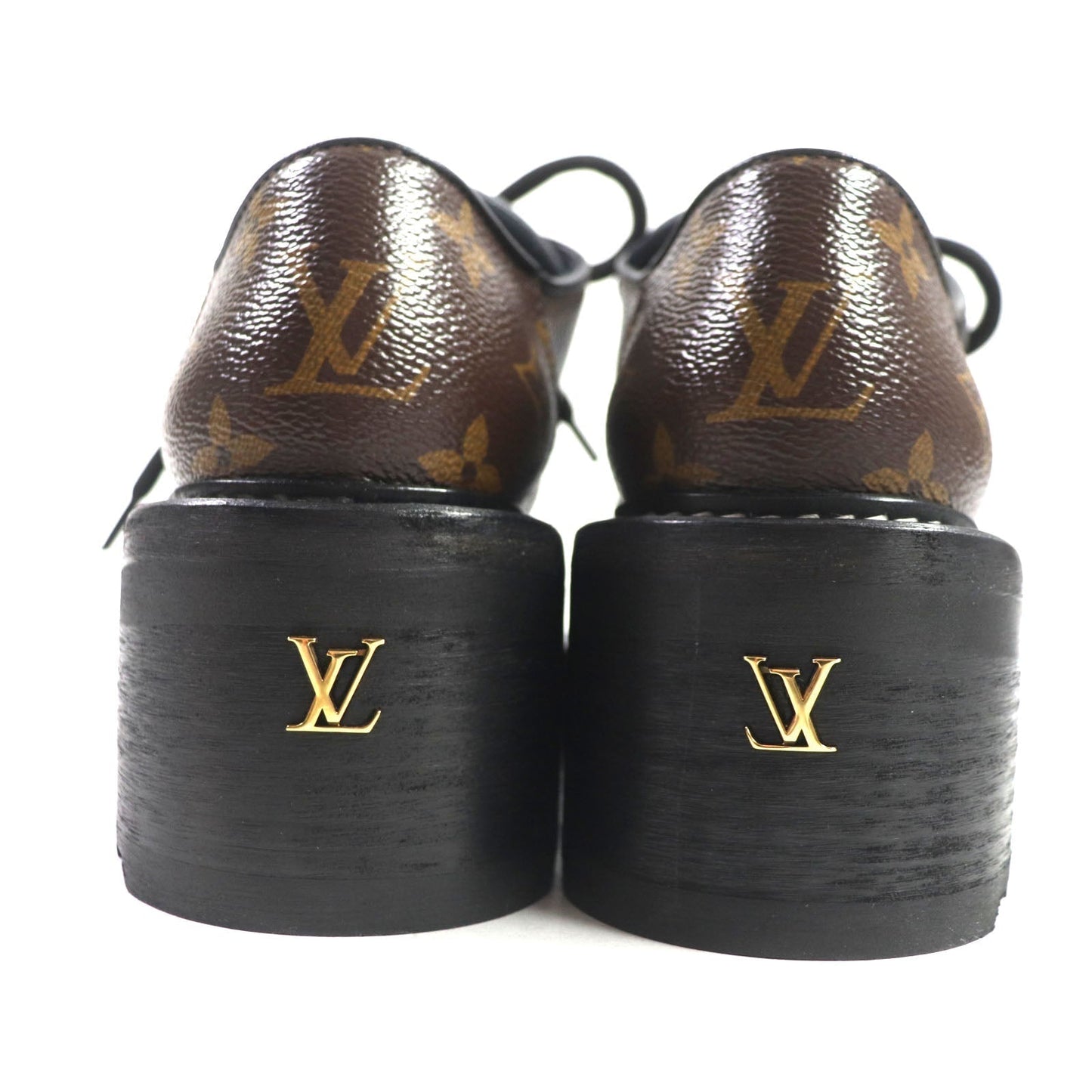 LOUIS VUITTON Leather shoes leather Brown black Bobble Line Derby 38
