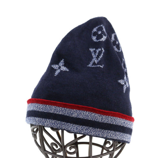 LOUIS VUITTON Knit cap M76027 wool Navy type Bonnet Monogram Stripes Beanie Bonnet Monogram Stripes Beanie