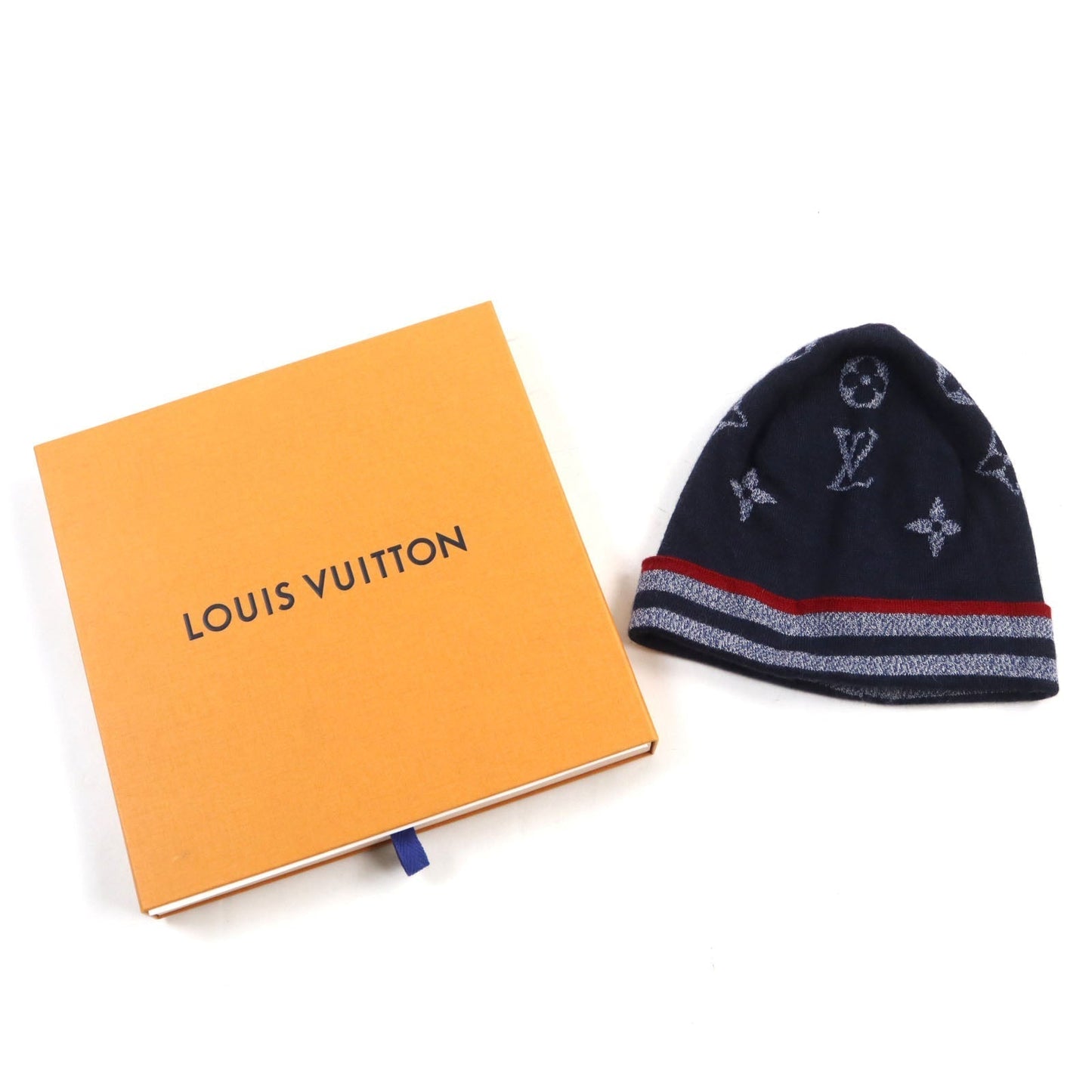 LOUIS VUITTON Knit cap M76027 wool Navy type Bonnet Monogram Stripes Beanie Bonnet Monogram Stripes Beanie