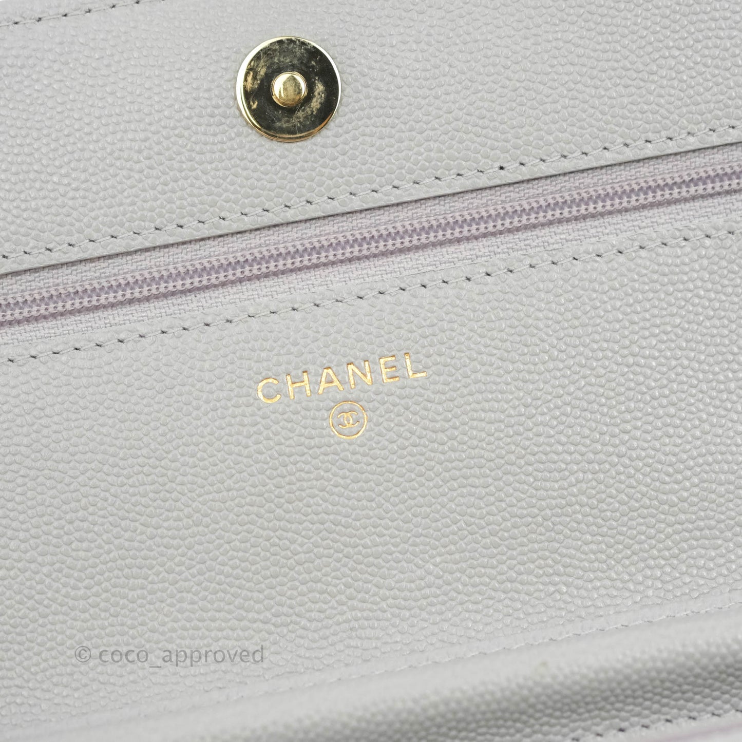 Chanel Classic Quilted Wallet on Chain WOC Grey Caviar Gold Hardware 21A