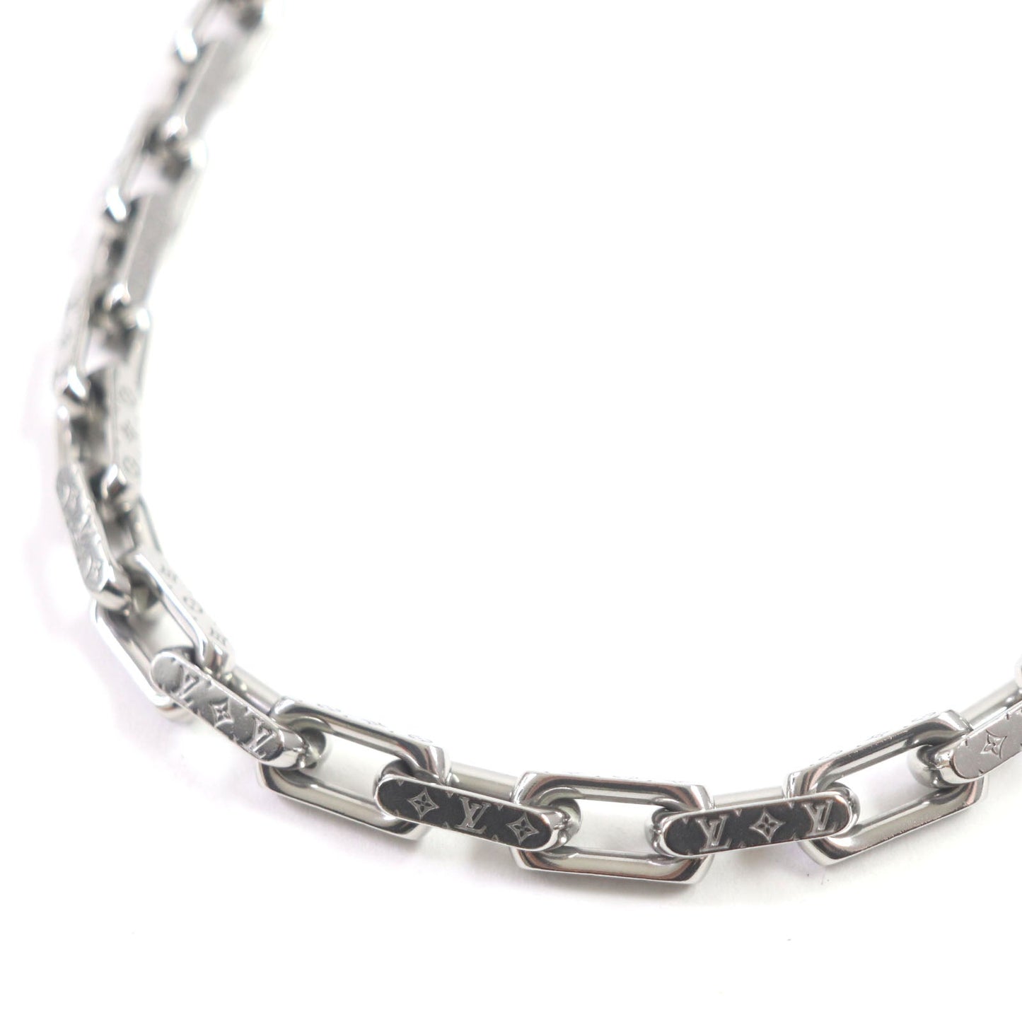 LOUIS VUITTON Necklace M00307 metal Silver Collier Chain Monogram Necklace