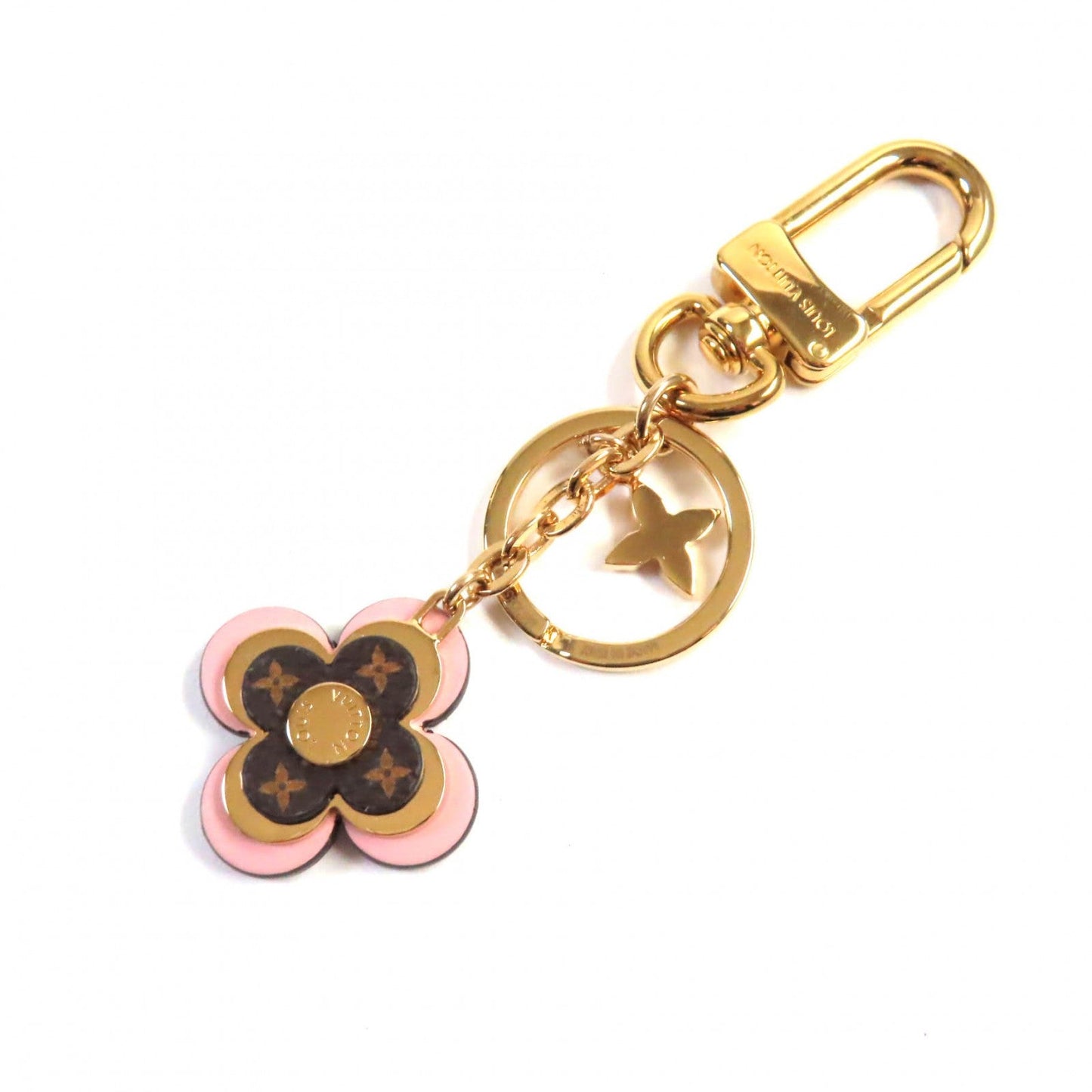 LOUIS VUITTON key ring M63085 Monogram canvas leather Gold pink Blooming Flower BB Keychain