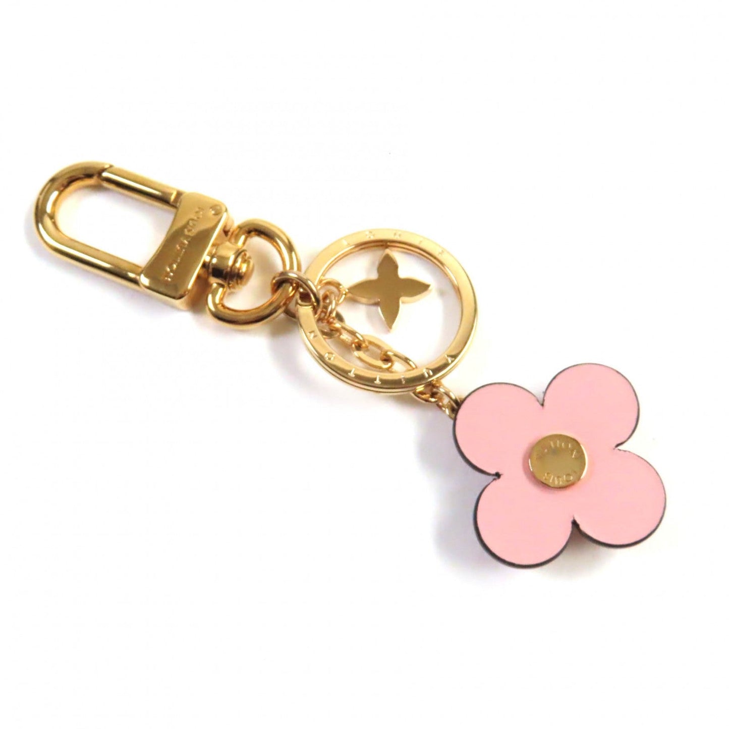 LOUIS VUITTON key ring M63085 Monogram canvas leather Gold pink Blooming Flower BB Keychain