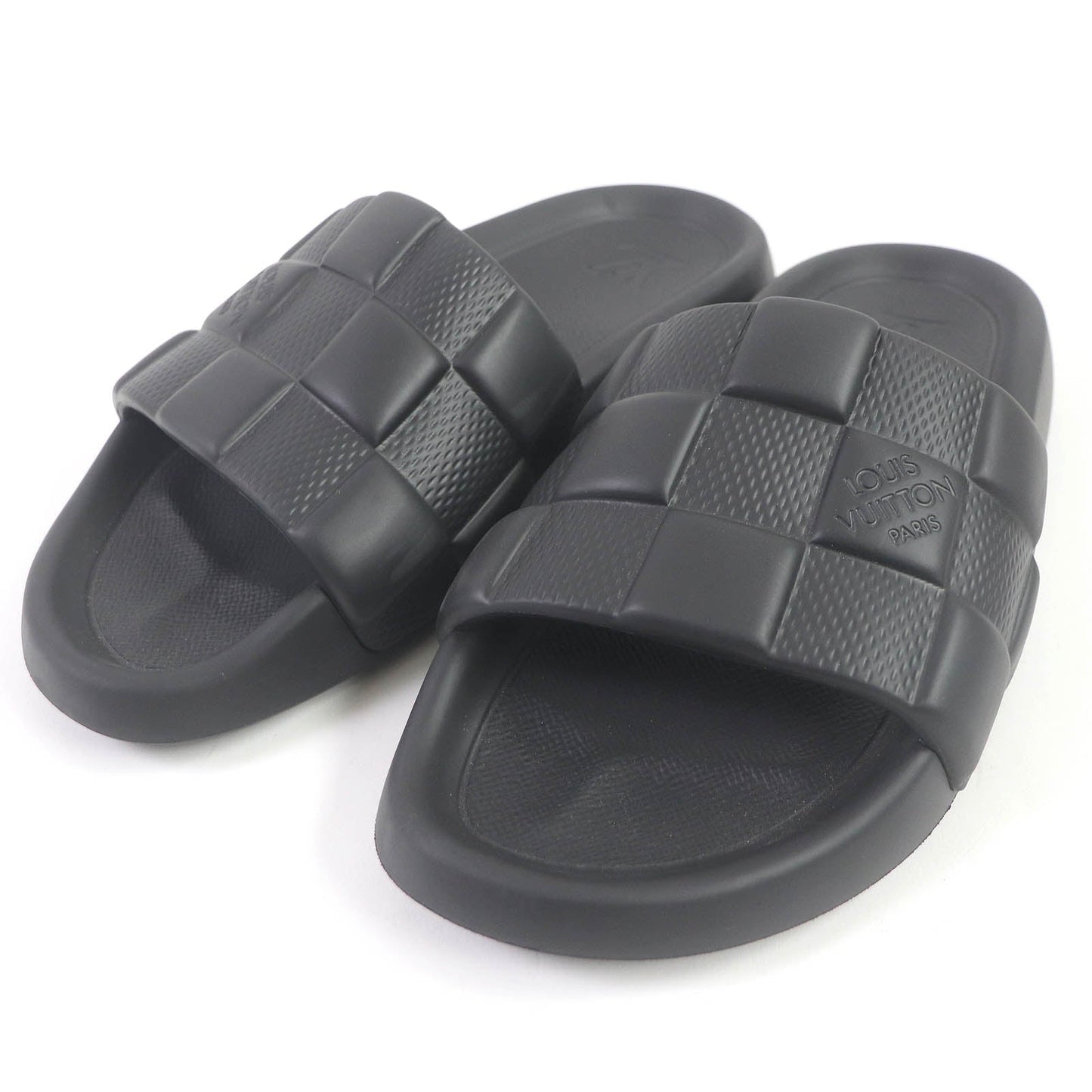 LOUIS VUITTON Sandals rubber black Shower sandals Waterfront line 8