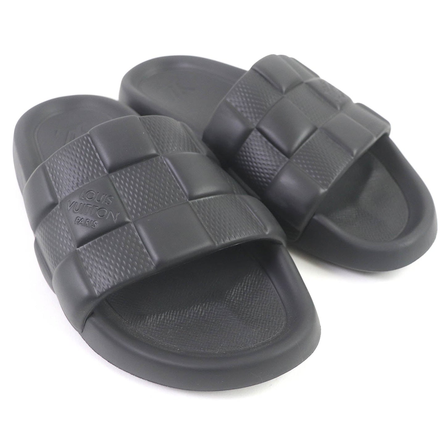 LOUIS VUITTON Sandals rubber black Shower sandals Waterfront line 8