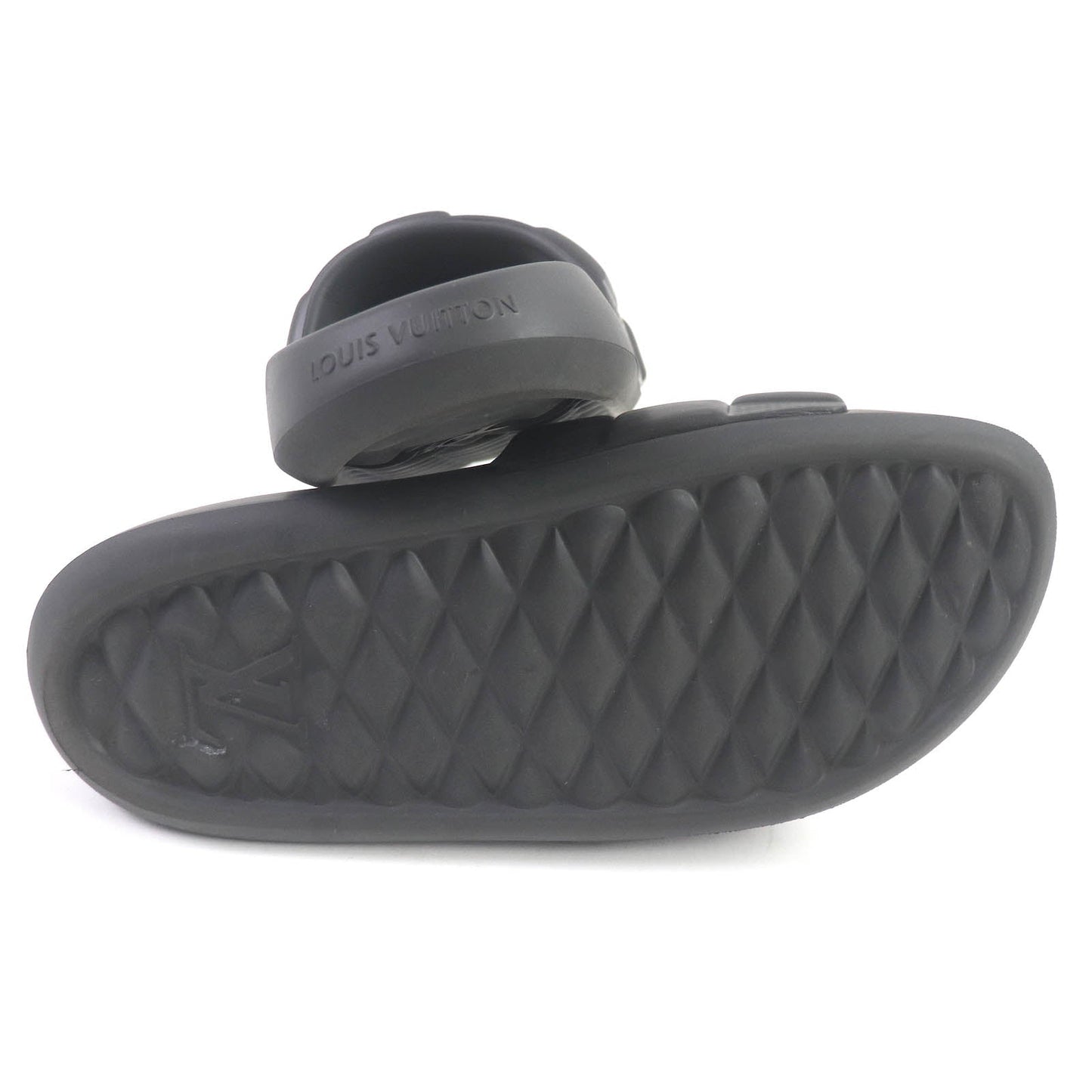 LOUIS VUITTON Sandals rubber black Shower sandals Waterfront line 8
