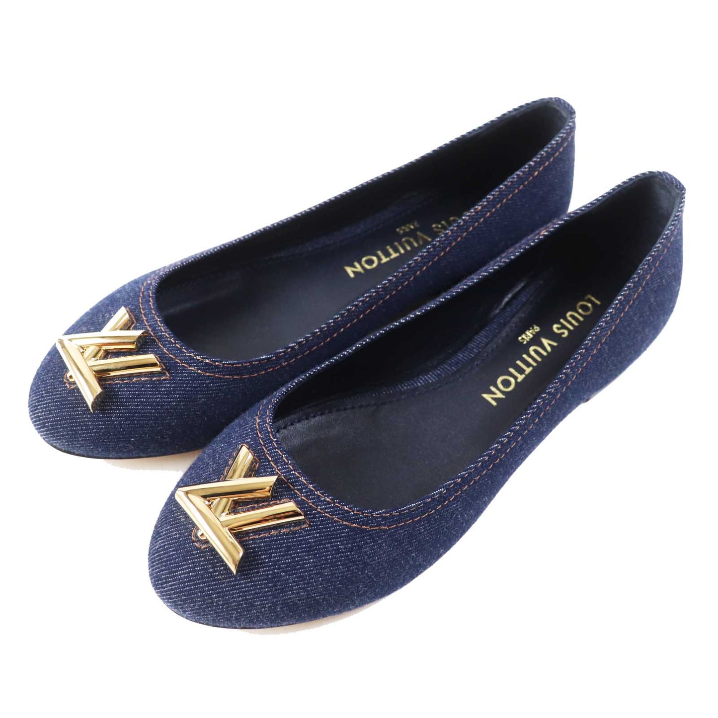 LOUIS VUITTON pumps denim Indigo blue Shake Line Ballerina 37