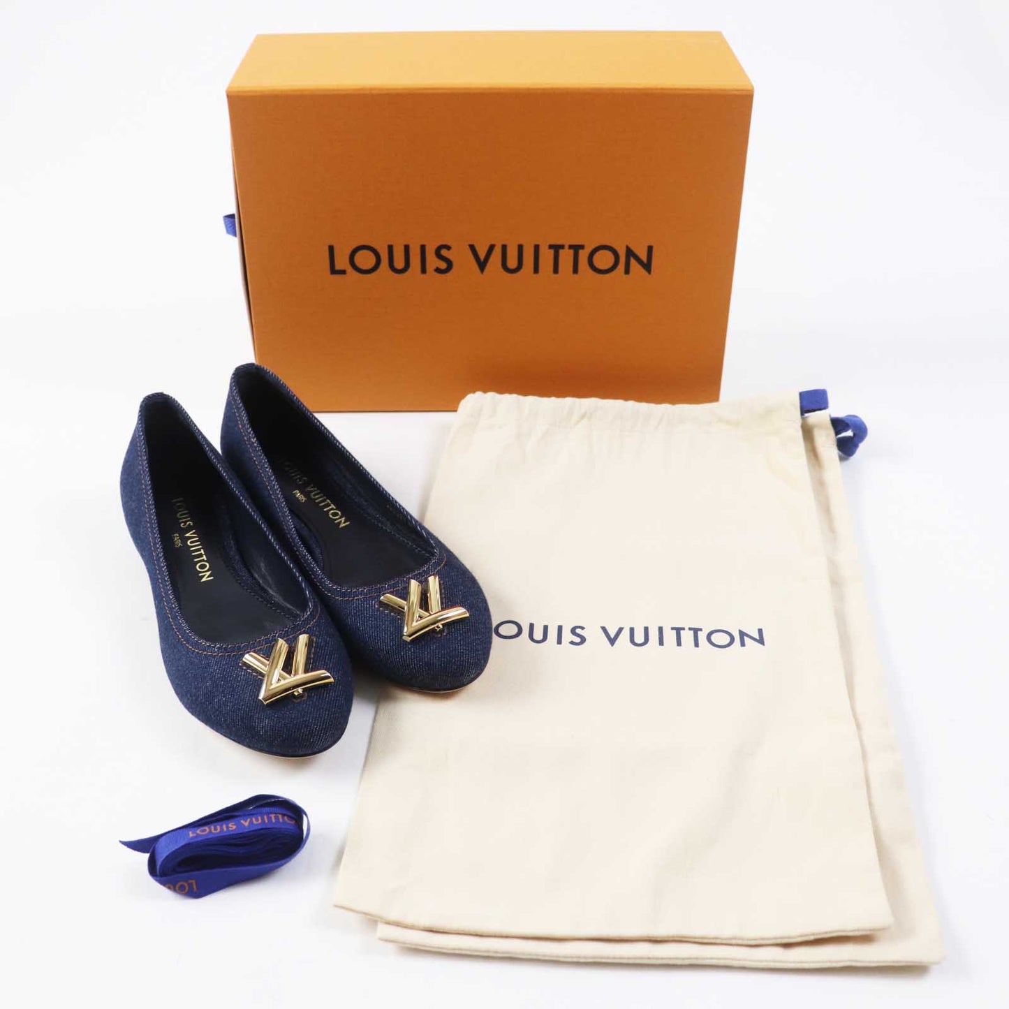 LOUIS VUITTON pumps denim Indigo blue Shake Line Ballerina 37