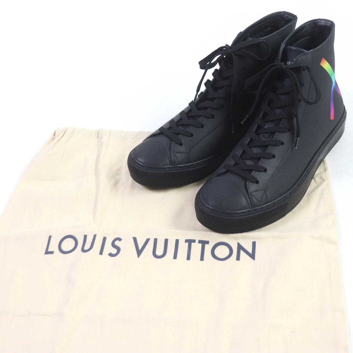 LOUIS VUITTON High cut sneakers leather black LV Tattoo Line 5.5