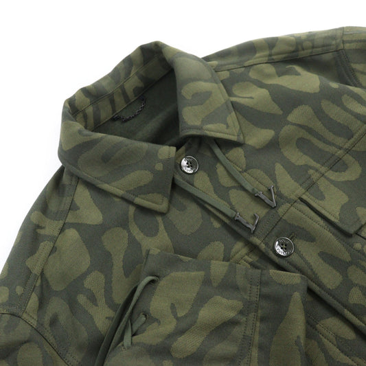 LOUIS VUITTON Long sleeve shirt HOB02E wool khaki camouflage overshirt LV Laced Wool Overshirt 50