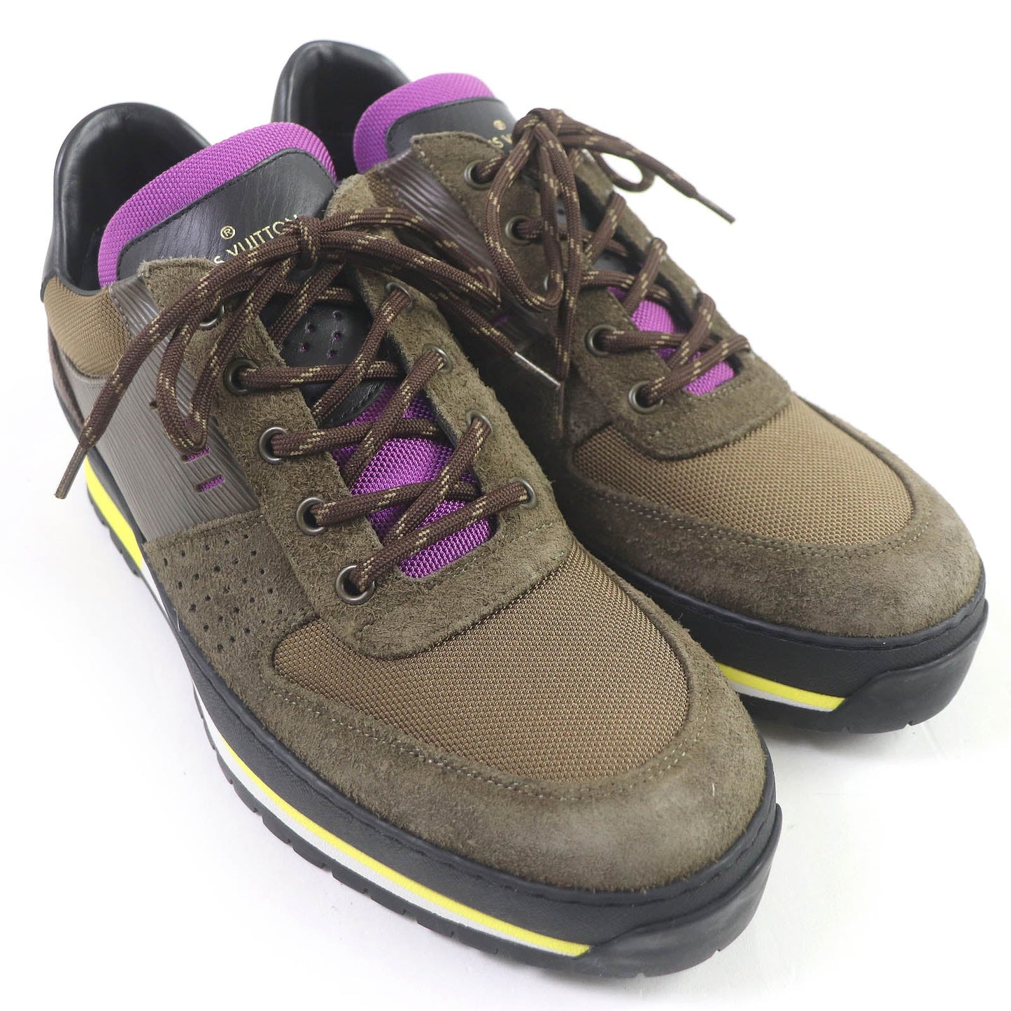 LOUIS VUITTON Low cut sneakers Suede leather Brown Harlem Line 7