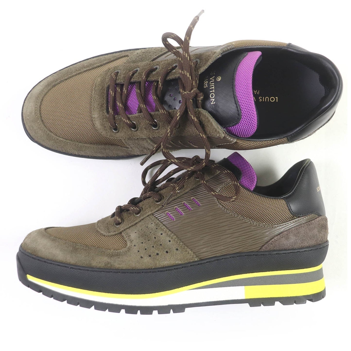 LOUIS VUITTON Low cut sneakers Suede leather Brown Harlem Line 7