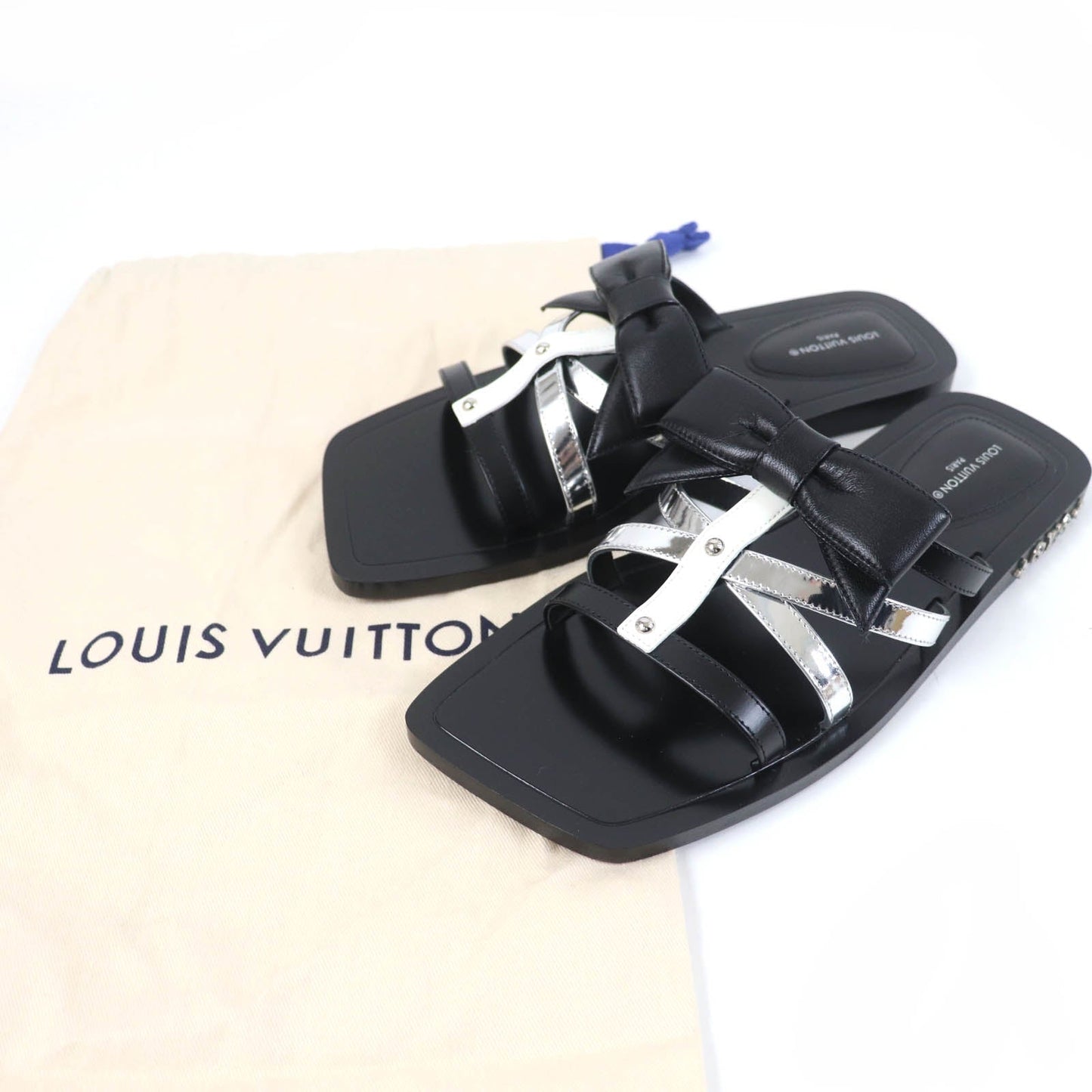 LOUIS VUITTON Sandals leather black Peplum Line 36