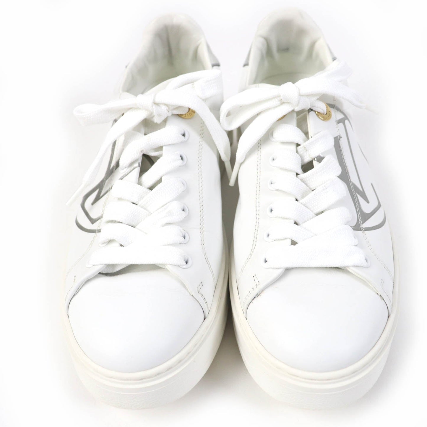 LOUIS VUITTON Low cut sneakers leather white timeout line 37.5