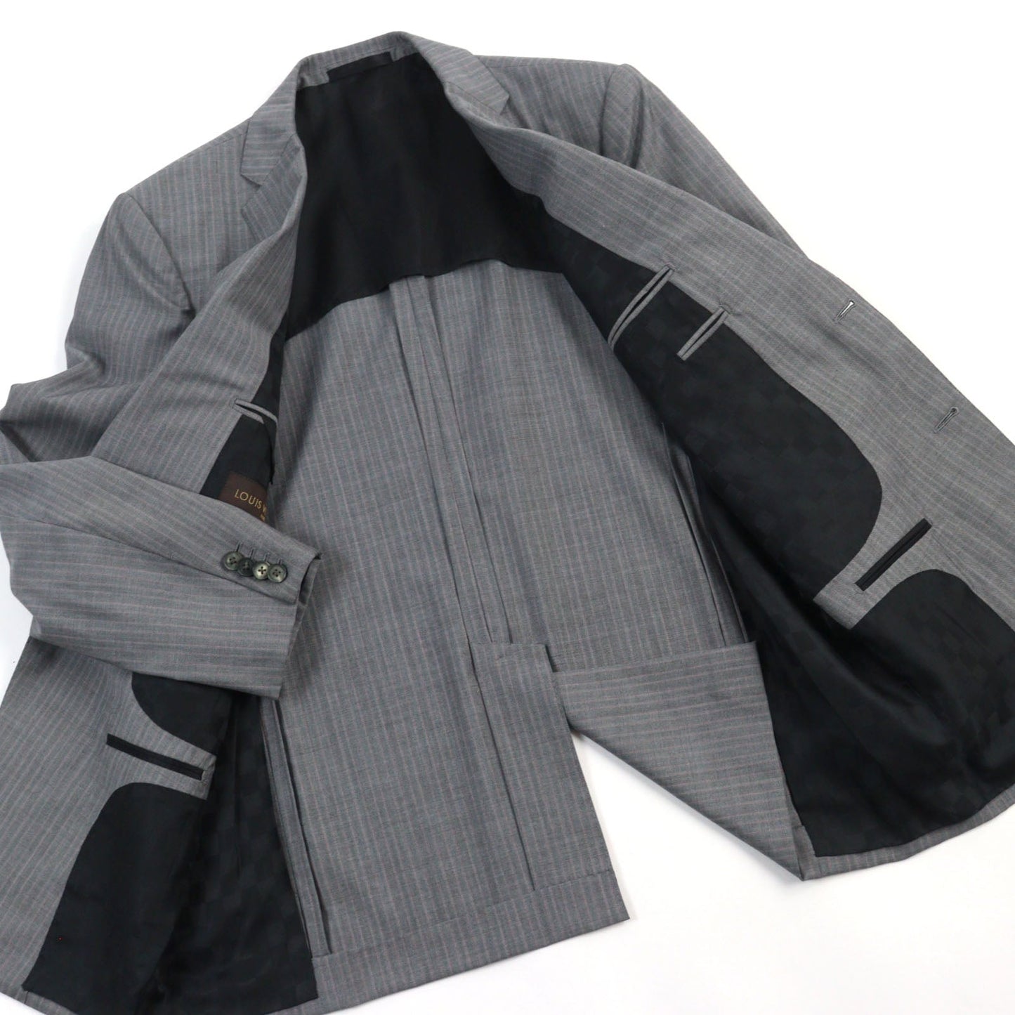 LOUIS VUITTON suit wool Grey Stripe Pattern 52