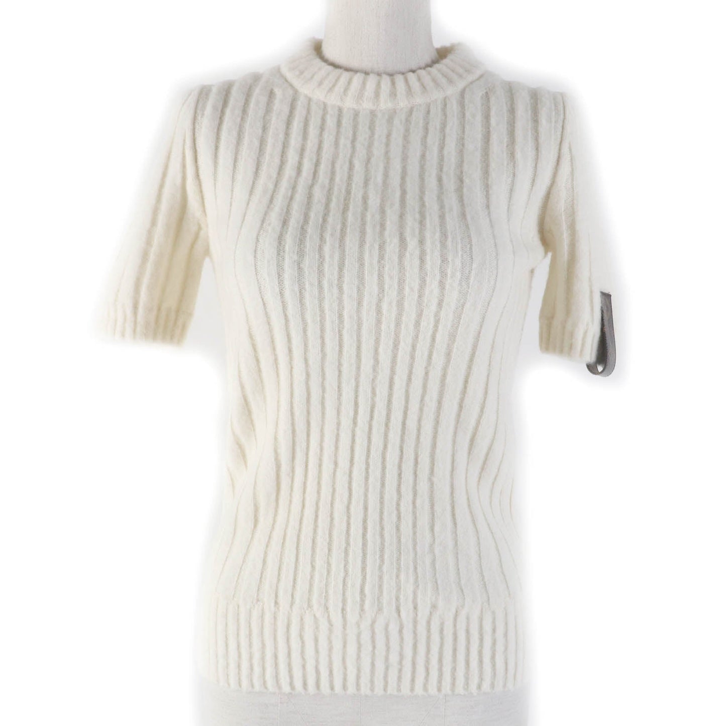 LOUIS VUITTON Short sleeve knit wool Ivory XS
