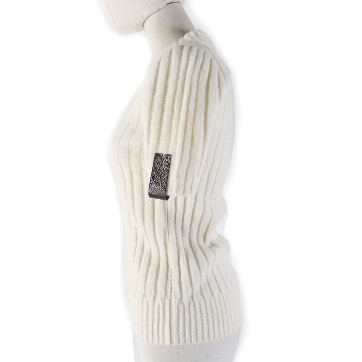 LOUIS VUITTON Short sleeve knit wool Ivory XS
