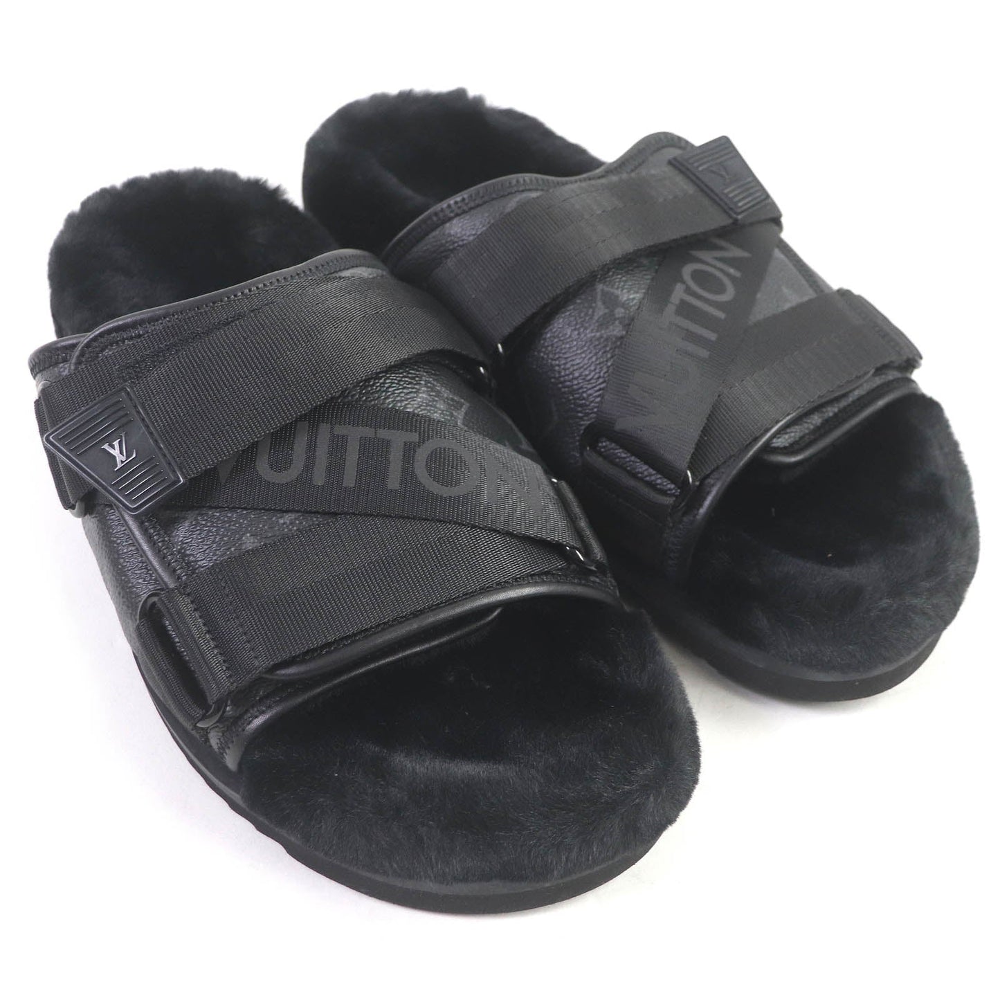 LOUIS VUITTON Sandals leather black honolulu line 6