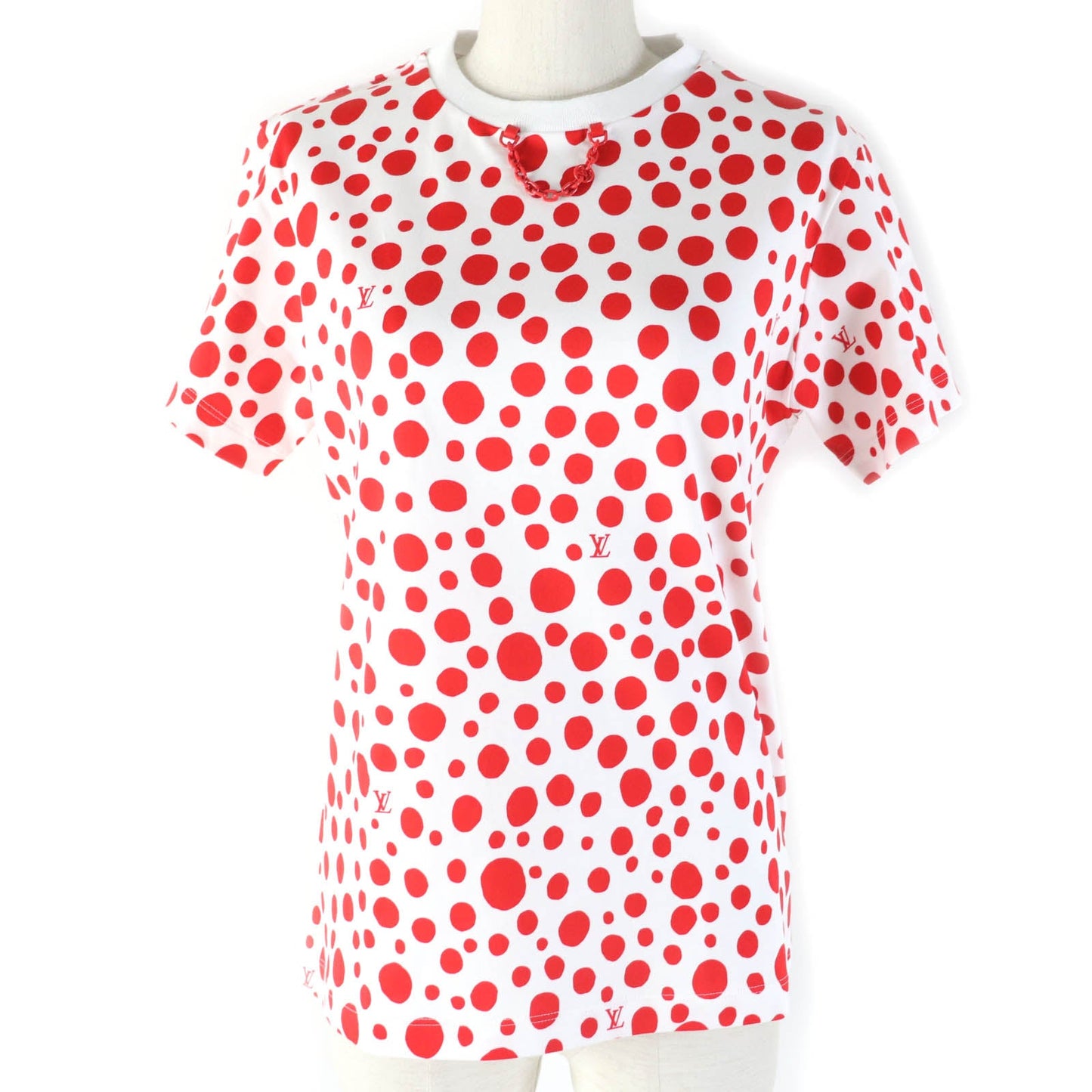 LOUIS VUITTON Short sleeve T-shirt cotton White red XS