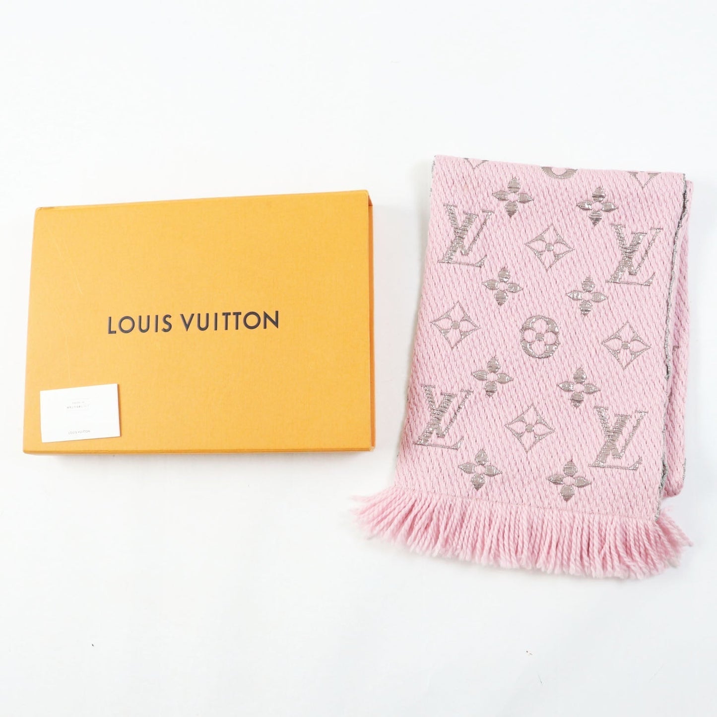 LOUIS VUITTON Scarf M70466 wool Rose valerine Logo mania