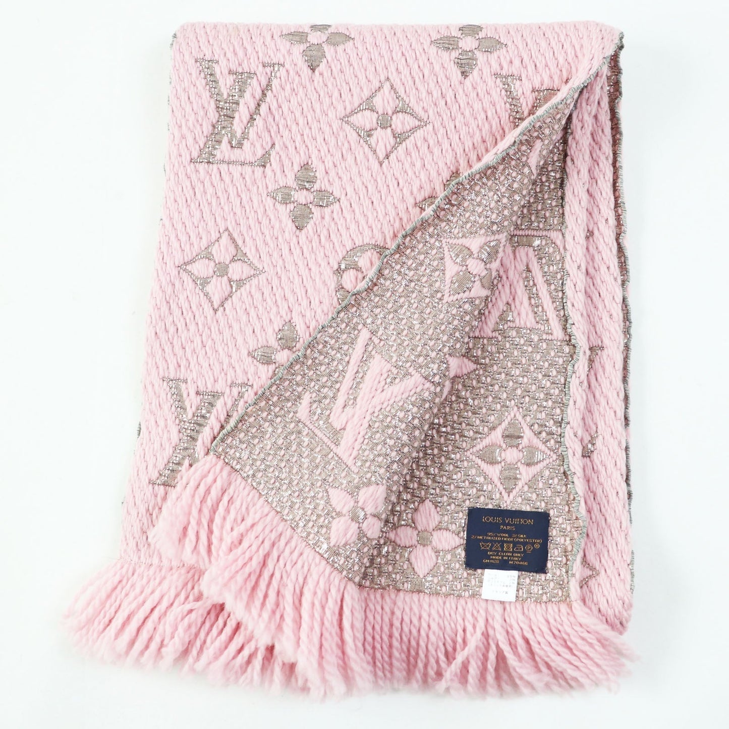LOUIS VUITTON Scarf M70466 wool Rose valerine Logo mania