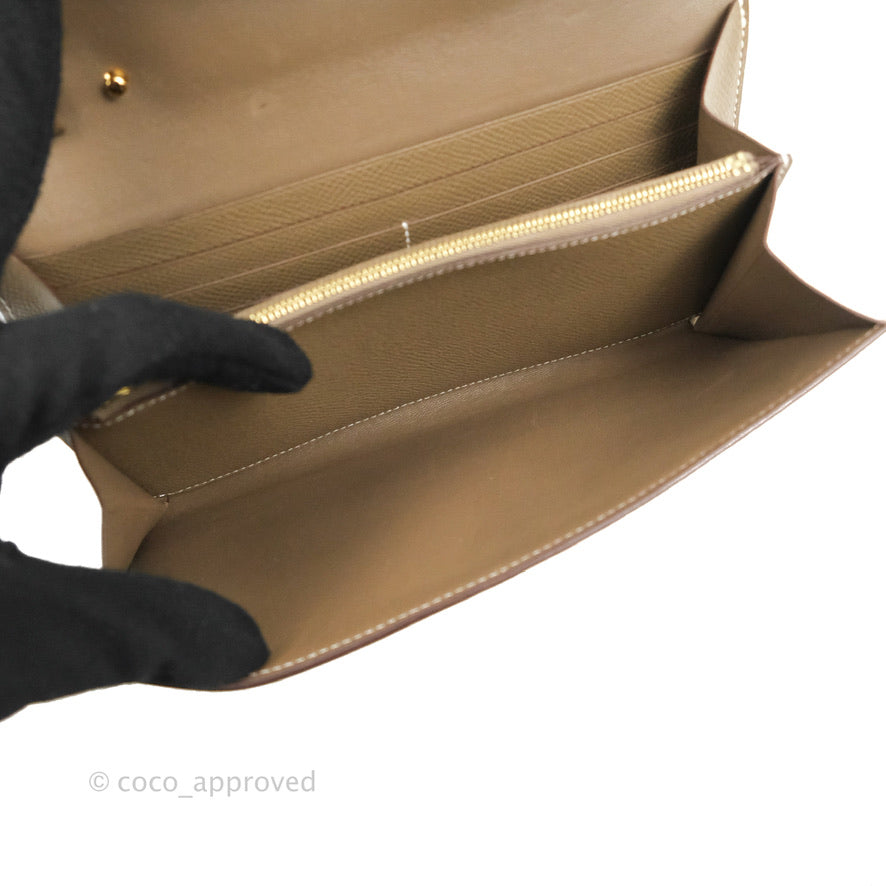 Hermès Constance Long To Go Wallet Etoupe Epsom Gold Hardware