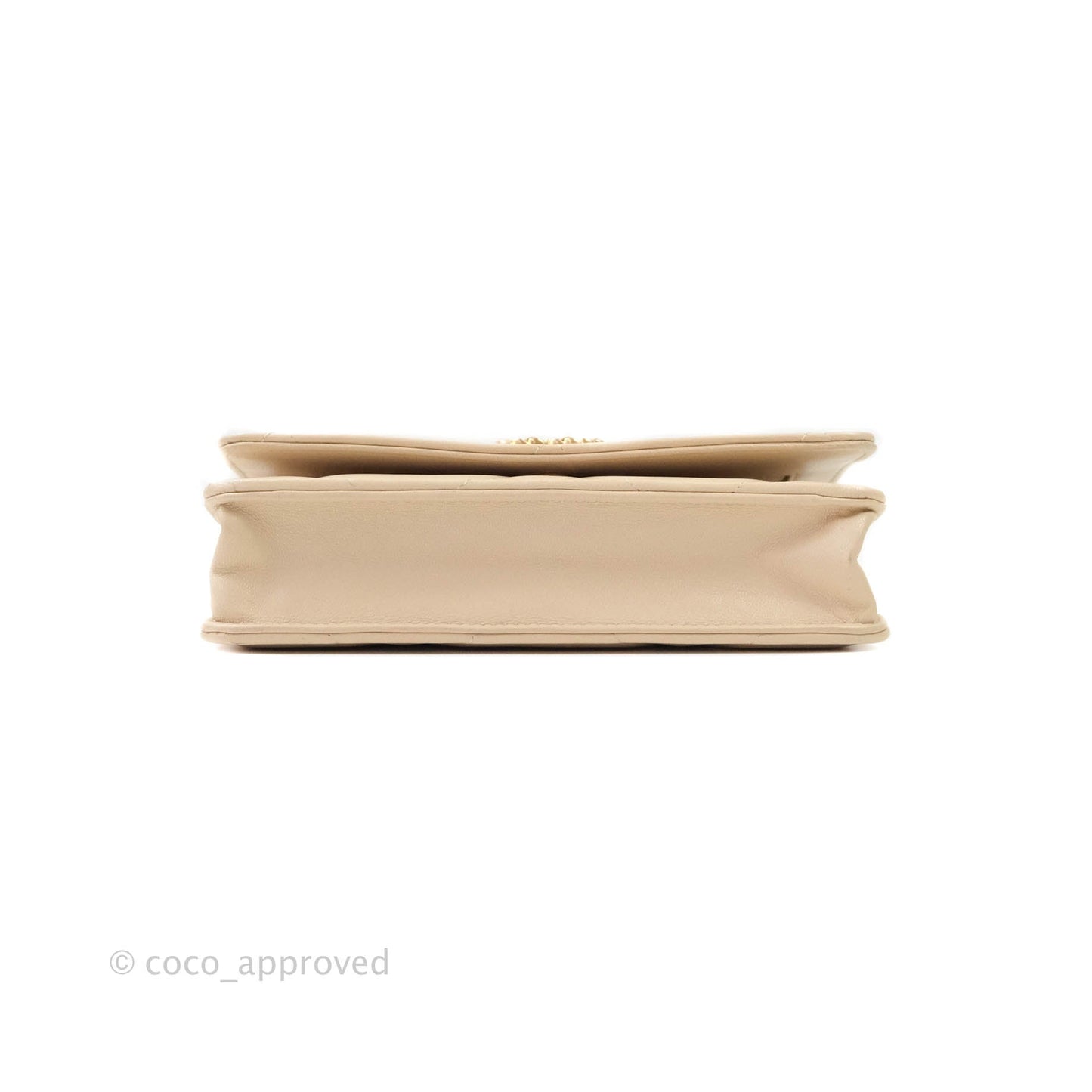 Chanel 19 Quilted Wallet on Chain WOC Beige Goatskin Mixed Hardware