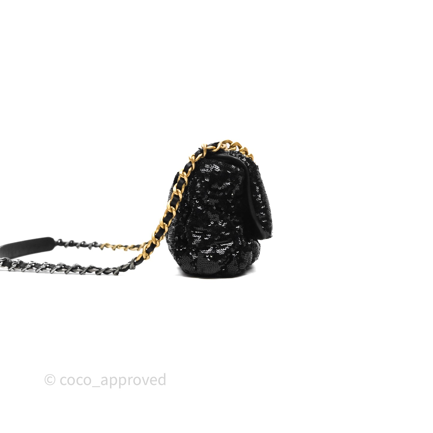 Chanel 19 Small Sequin Black Mixed Hardware
