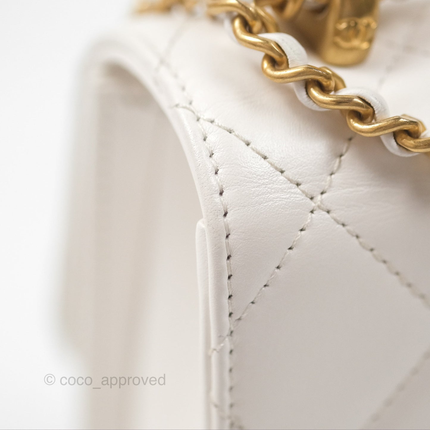 Chanel Quilted Mini Perfect Fit Adjustable White Calfskin Gold Hardware 24C