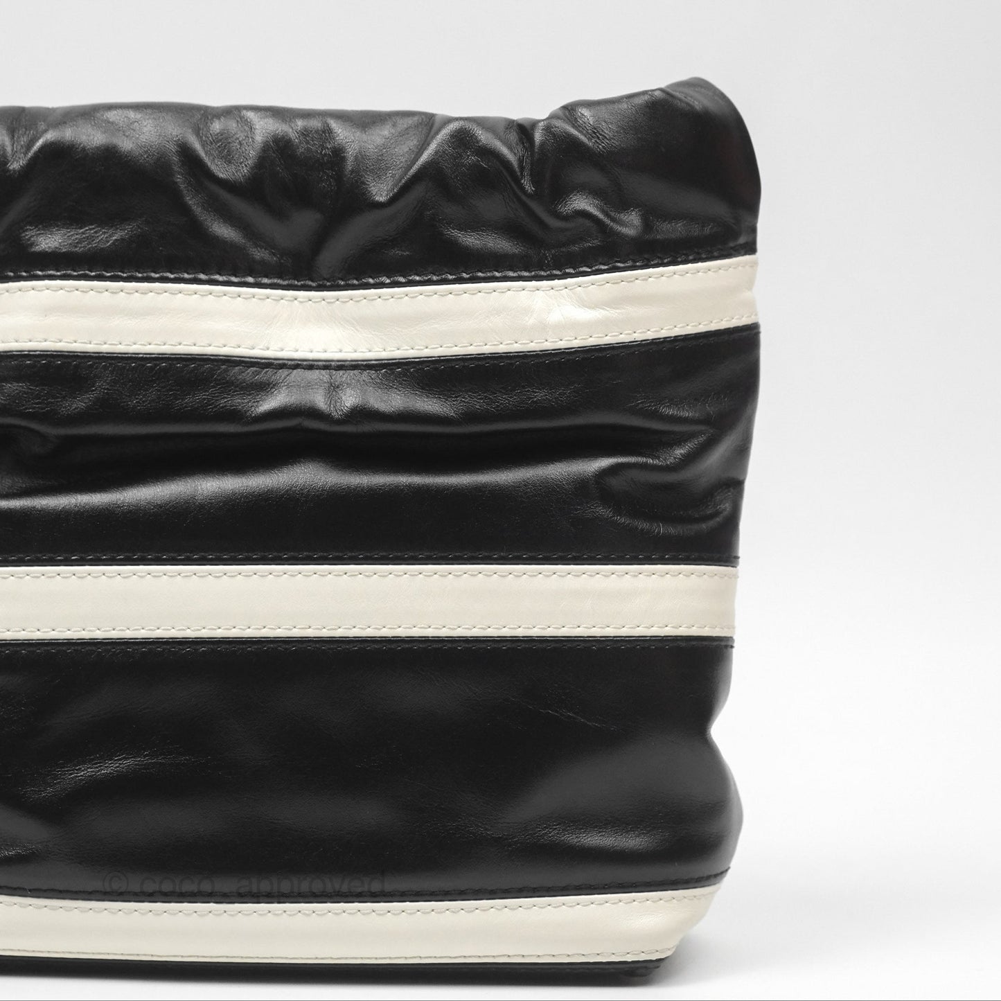 Chanel 22 Mini Bag Striped Black/ White Crumpled Calfskin