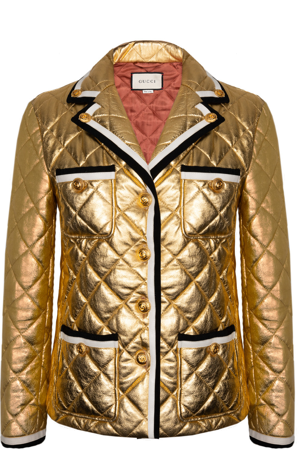 Luxury Gucci Trending 2025 Patch Pocket Leather Jacket Gold