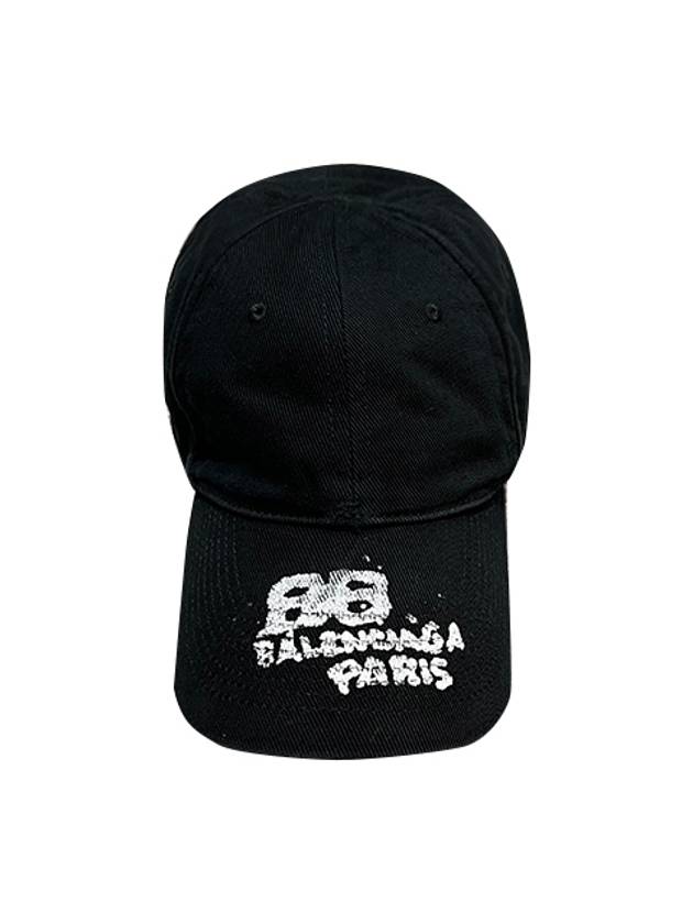 Luxury Balenciaga Hand Draw BB Icon Ball Cap Black