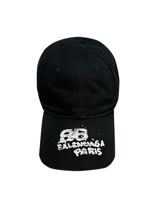 Luxury Balenciaga Hand Draw BB Icon Ball Cap Black