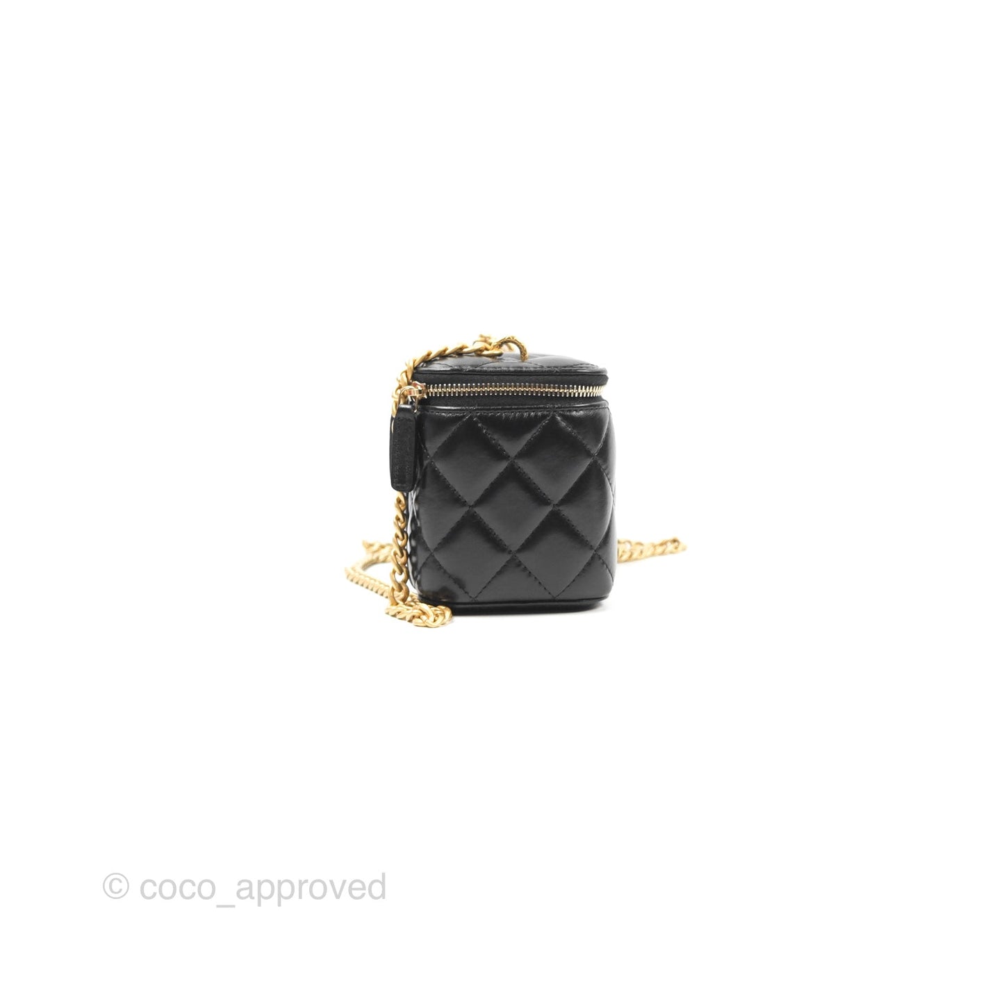 Chanel Vanity with Adjustable Chain Black Lambskin Aged Gold Hardware