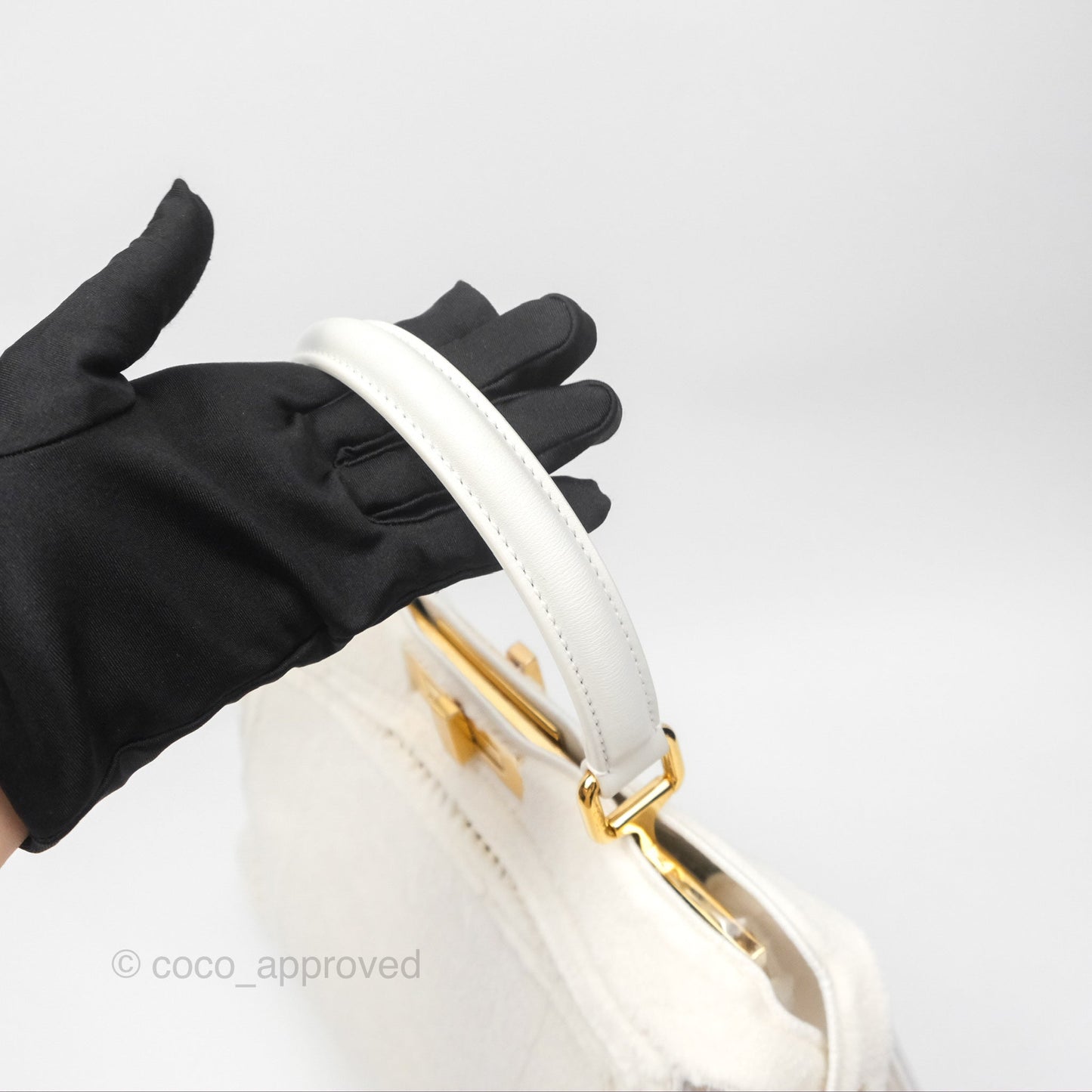 Fendi Peekaboo Medium Mink Fur White Gold Hardware