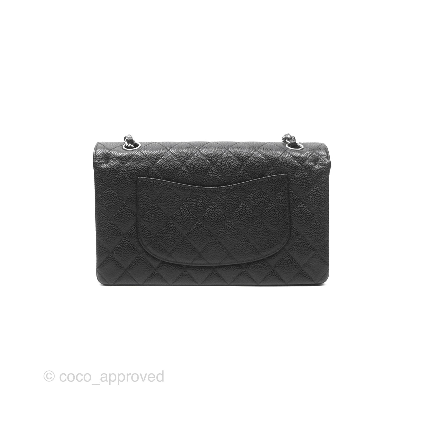 Chanel Classic M/L Medium Flap Quilted Black Caviar Silver Hardware