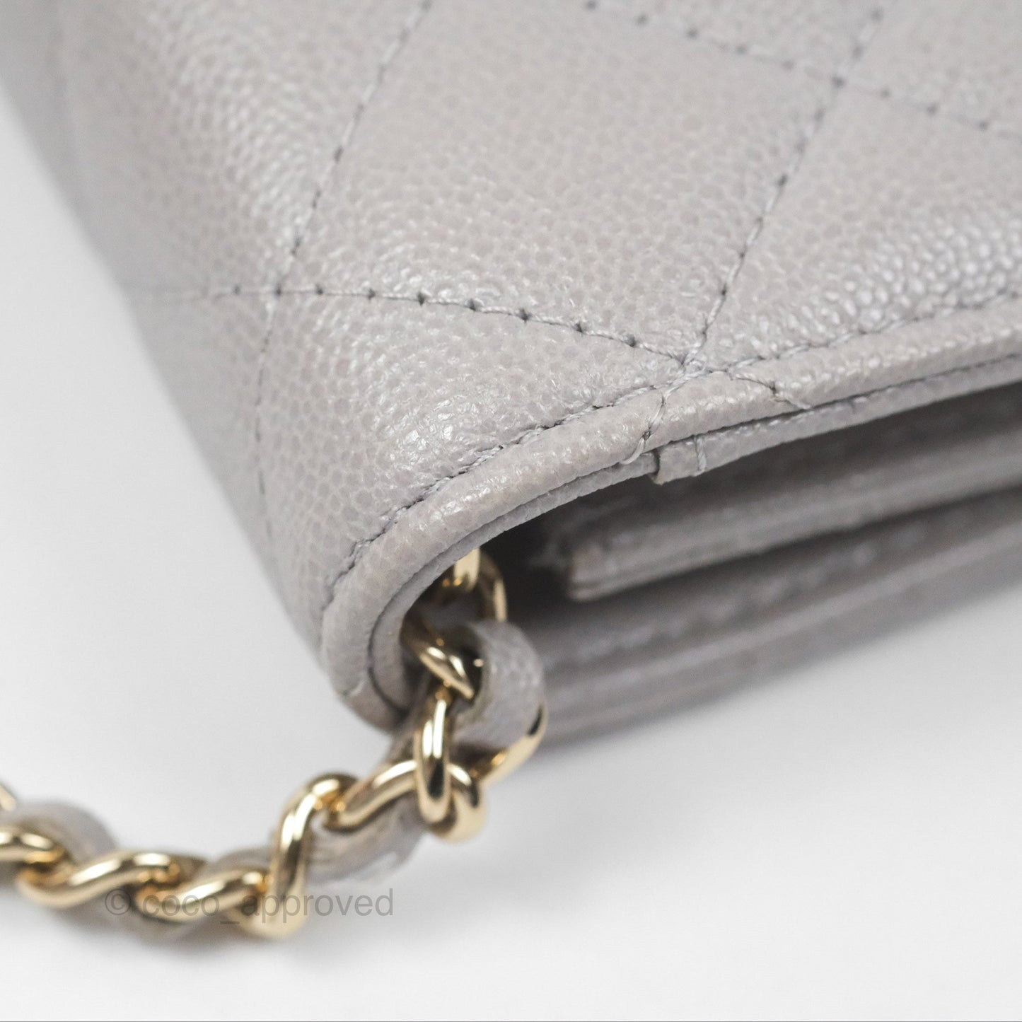 Chanel Quilted Phone Holder Grey Caviar Gold Hardware
