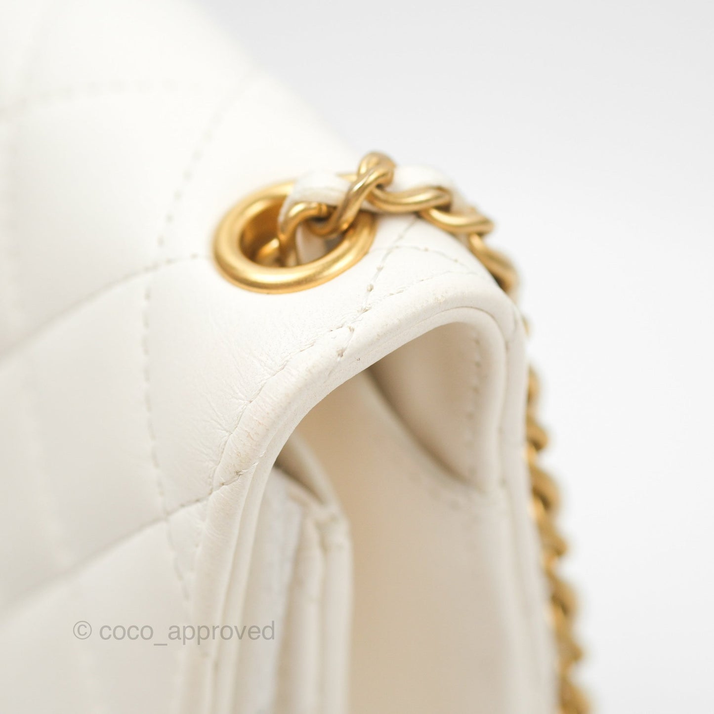 Chanel Quilted Pearl Crush Phone Holder With Chain White Lambskin